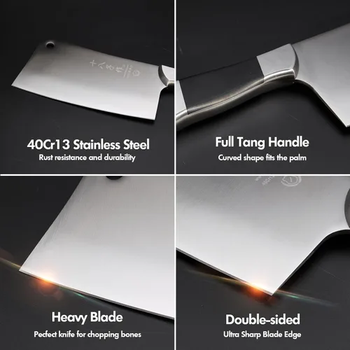 Vista 4 de SHI BA ZI ZUO Cuchillo de acero inoxidable resistente para cortar huesos caseros