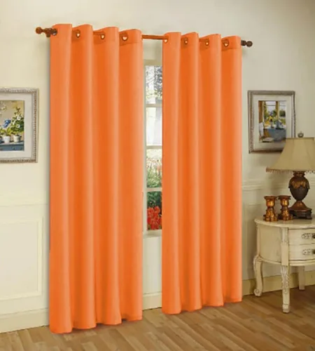 Vista 3 de J&V TEXTILES 2 paneles de cortinas de seda sintética con ojales sólidos para ventana, tratamiento en longitud de 84" (Beige)*