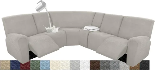 Vista 21 de Fundas para sofá modular reclinable, impermeable, en forma de L, lavable, para sofá reclinable en forma de L, súper elásticas, suaves, para esquinas