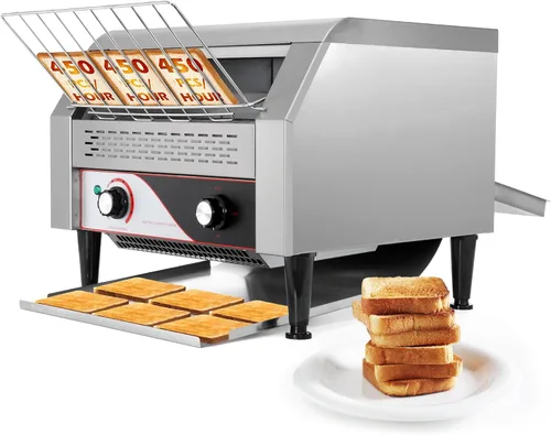Vista 10 de Dyna-Living Tostadora comercial de 300 rebanadas/hora, tostadora comercial de acero inoxidable de 1900 W, tostadoras giratorias de acero inoxidable