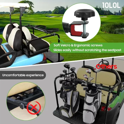 Vista 3 de 10L0L Soporte para bolsa de carrito de golf para 2+2 asientos traseros, accesorio universal sin perforaciones para Club Car EZGO Yamaha con tubo