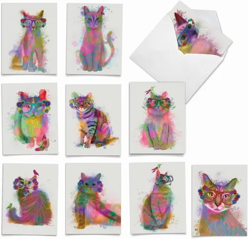 Vista 9 de Best Card Co - Juego de 10 tarjetas de notas surtidas con sobres, caja de acuarela para animales amantes de los animales, AM6670OCB-B1x10