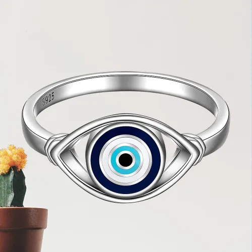 Vista 6 de Fenthring Anillo contra el mal de ojo para mujer, joyería de protección Evil Eye-101-plata esterlina