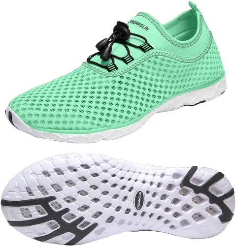 Vista 15 de Zapatos de agua para mujer de secado rápido, drenaje de 3 segundos y todo terreno para natación, senderismo, yoga 18155Negro