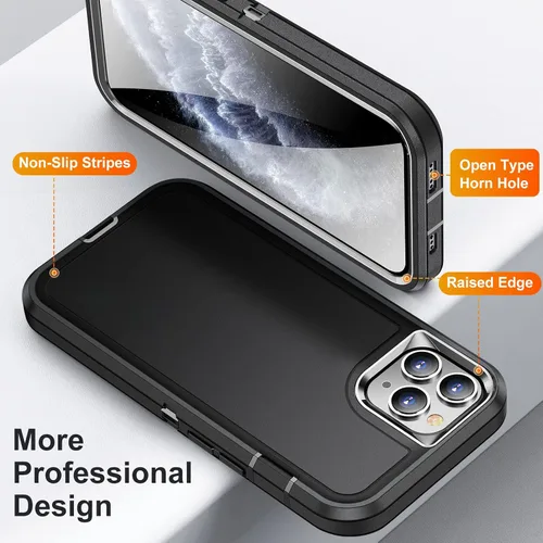 Vista 5 de Funda para iPhone 11 Pro Max para hombre, híbrida a prueba de caídas resistente, resistente, a prueba de golpes, ajuste delgado, funda protectora