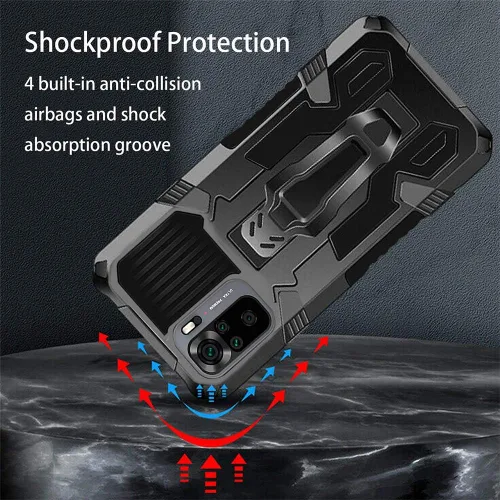 Vista 2 de Funda para Xiaomi Redmi Note 10 4G/Redmi Note 10S con [Paquete de 2] Protector de pantalla de vidrio templado, funda híbrida resistente de doble