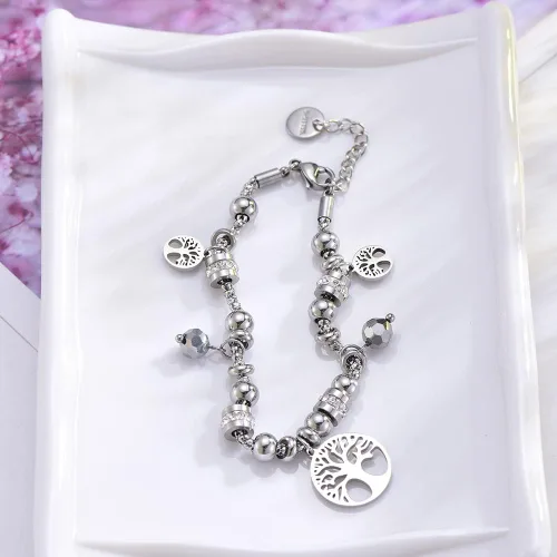 Vista 3 de Pulseras elásticas para mujer pulsera de cristal de acero inoxidable para niñas pulsera elástica de regalo para amigas cristal Sin gemas