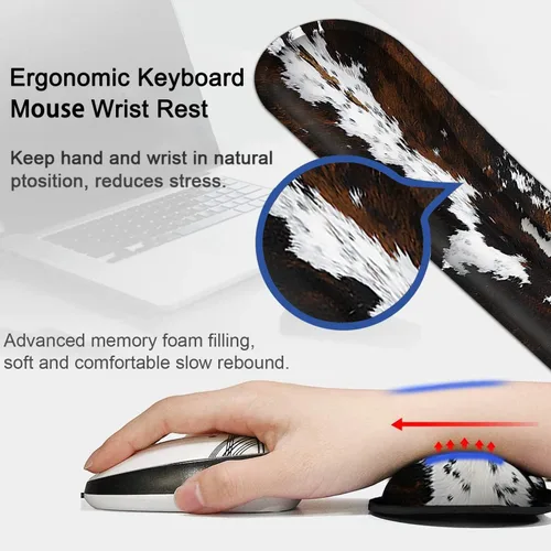 Vista 4 de Alfombrilla ergonómica para mouse con reposamuñecas y teclado de espuma viscoelástica, base antideslizante y reposamuñecas para computadora