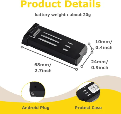 Vista 4 de 5 unids E58 3.7V 550mAh 25C 721855 baterías de litio recargables para JY019 WiFi Mini FPV Quadcopter RC Drone