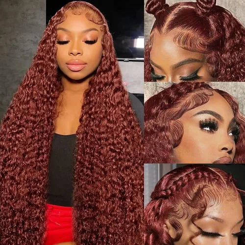 Vista 21 de Pelucas de cabello humano con encaje frontal lacio HD transparentes de 13 x 4, color degradado Ombre, onda profunda de 4/27, pelucas de encaje