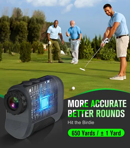 Vista 2 de Telémetro láser de golf de pendiente: telémetro láser preciso con interruptor de pendiente y adquisición rápida: buscador de rango de 650 yardas