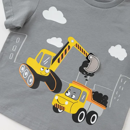 Vista 4 de Camiseta de manga corta con estampado de camión para niños pequeños