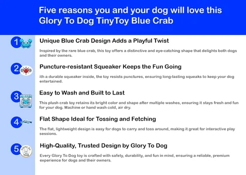 Vista 4 de Glory To Dog Juguete de peluche para perros de raza pequeña de cangrejo azul de TinyToy
