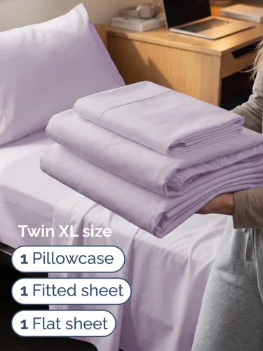 Vista 255 de Extra Deep Twin XL Sheet Set - 3 Piece College Dorm Room - White 01-Blanco