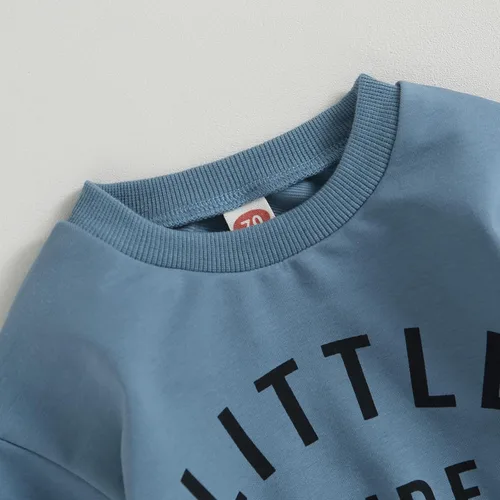 Vista 17 de Conjunto de 2 piezas de sudadera con estampado de letras y cuello redondo para bebé niño