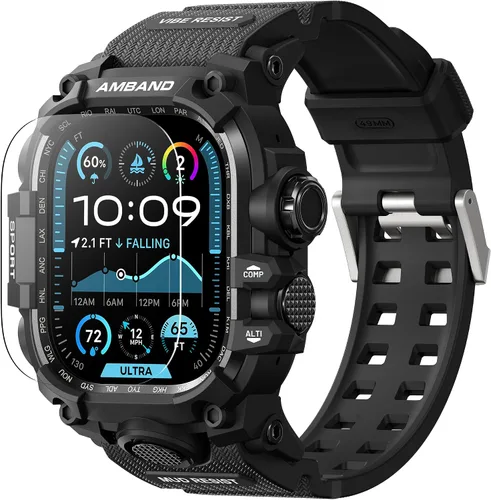 Vista 28 de amBand - Carcasa compatible con Apple Watch SE 3/SE 2/SE/6/5/4 de 1.732 pulgadas, M3 de 1.732 pulgadas, resistente correa táctica, protector