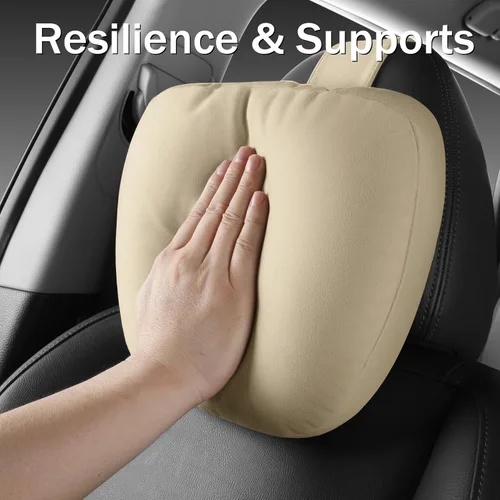 Vista 4 de 2 piezas de almohada de cuello para coche para reposacabezas, cojines de apoyo para asientos de conducción, microfibra de terciopelo, poliéster
