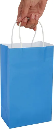 Vista 5 de BLUE PANDA Bolsas de regalo – 9 x 5 x 3 pulgadas, paquete de 25, color azul, bolsas de recuerdo de fiesta con asas para dulces y golosinas