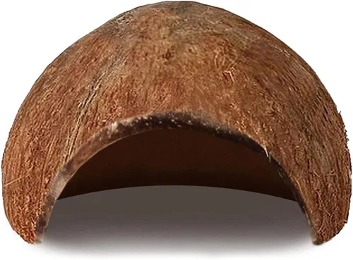 Vista 2 de SunGrow Betta Fish Cave, hábitat hecho de cáscara de coco, suave textura suave borde espacioso escondite para descansar y criar, 1 unidad