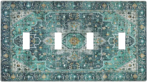 Vista 87 de Cubierta de Toma Duplex de 1 Banda Decorativa con Diseño de Puesta de Sol Abstracto y Arcoíris, Placa Frontal Eléctrica, Interruptor de Luz Único