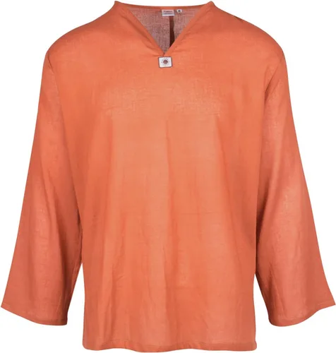 Vista 14 de Lofbaz - Camisa para hombre, 100 % algodón, cuello en V, camisa playera o estilo yoga Manga larga negro