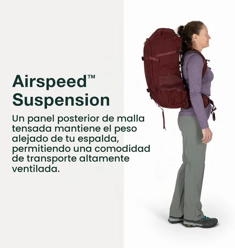 Vista 4 de Osprey Fairview Trek 50L Mochila de viaje para mujer, color azul jungla nocturna