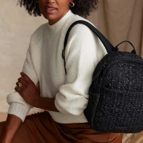 Vista 4 de Vera Bradley - Mochila pequeña de algodón para mujer Negro
