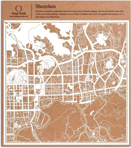 Vista 12 de O3 Design Studio Aberdeen - Mapa de papel cortado en papel blanco de 12 x 12 pulgadas