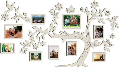 Vista 14 de JustLikeWood 39 x 22 pulgadas Calcomanía de Pared Grande de Árbol Genealógico de Madera para Decoración del Hogar con Marco de Fotos Estándar