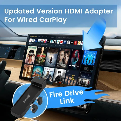 Vista 5 de Carlinkit FireDrive Link Pro - Transmite Fire TV Stick en tu automóvil a través de la conversión de CarPlay con cable, perfecto para viajes largos