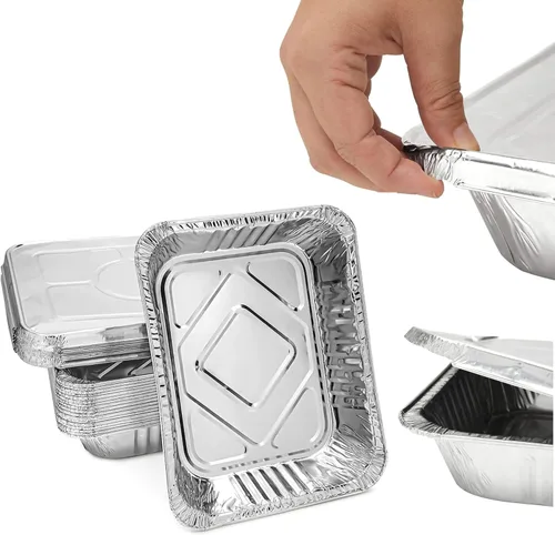 Vista 8 de Sartenes de papel de aluminio de 9 x 13 pulgadas (paquete de 30) – Sartenes de aluminio desechables con alta conductividad térmica para asar a