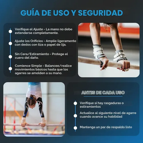 Vista 8 de Gibson Athletic Just Right Agarres para Barras Asimétricas de Gimnasia para Niñas - Agarres de Cuero de Ajuste Estrecho para Barras de Gimnasia