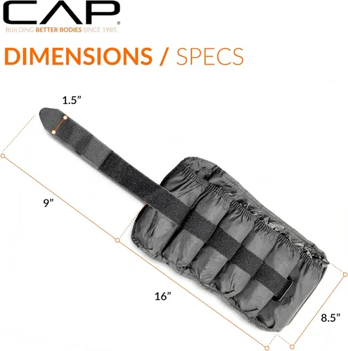 Vista 4 de CAP Barbell Pesas ajustables para tobillo Par de 10-20 libras Negro