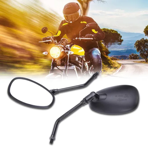 Vista 7 de DREAMIZER Espejo Negro de Motocicleta de 10mm Universal Espejos Retrovisores Laterales de Motocicleta Compatible con Street Bike Scooter Cruiser