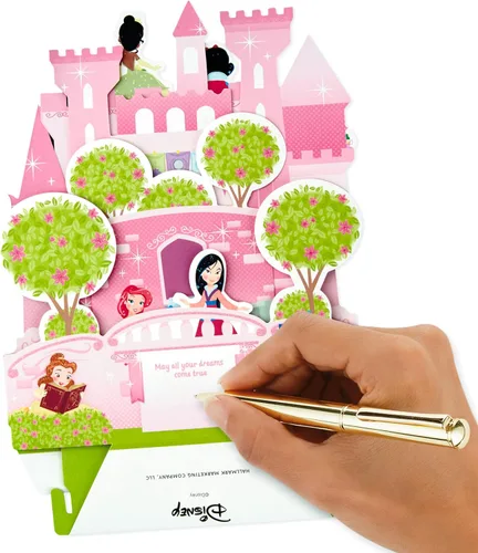 Vista 6 de Hallmark Paper Wonder - Tarjeta de cumpleaños desplegable de princesa de Disney para niños (castillo)