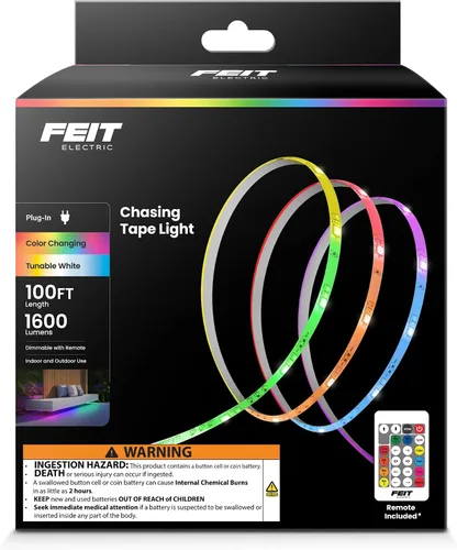 Vista 8 de Feit Electric Tira de luz LED para interiores de 5 pies, regulable, 0.1 pulgadas de ancho, persecución multicolor, alimentada por USB, patrones