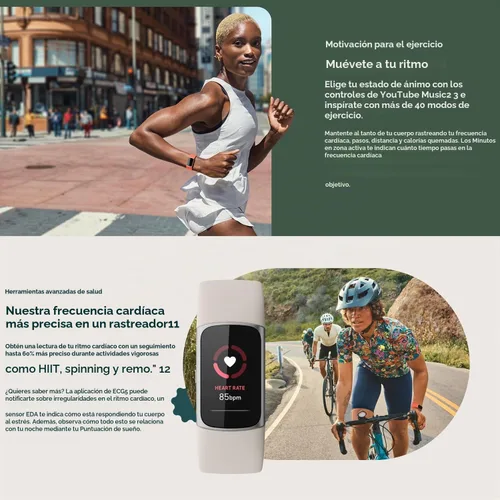 Vista 4 de Fitbit Charge 6 Fitness Tracker Watch con Google Apps (negro) Paquete con 3 correas de reloj cómodas de silicona PremGear 3, cable de carga de 3