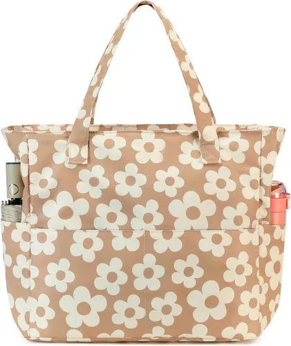 Vista 11 de Bluboon Bolsas de playa para mujer, bolsa grande impermeable con compartimento húmedo para piscina, fin de semana, viajes, gimnasio B Leopard