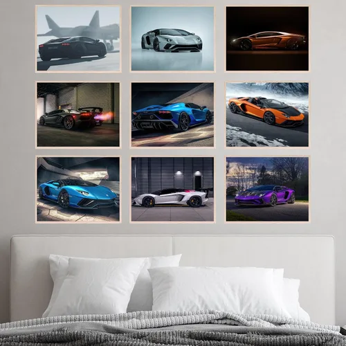 Vista 8 de BigWig Prints - Pósteres Lamborghini Aventador, arte de pared de superdeportivo genial para niños y entusiastas de los automóviles, decoración