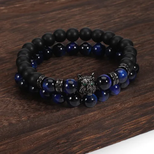 Vista 7 de WuCuifu Pulseras de ojo de tigre con cuentas de piedras preciosas naturales de 0.315in para hombres y mujeres, pulseras de cristales curativos