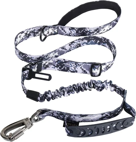 Vista 16 de Hotsky Correa táctica para perro resistente para perros medianos y grandes que tiran, 4-6 pies, resistente correa elástica para perro que absorbe