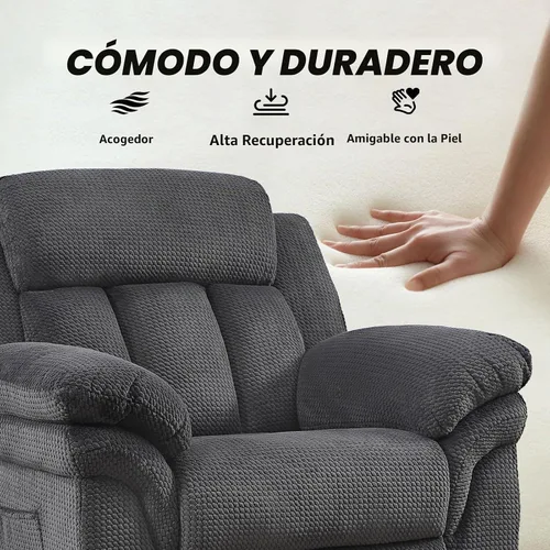 Vista 8 de CANMOV Juego de sofá reclinable, sofá biplaza reclinable manual y sofá de 3 plazas con reposabrazos sobrerelleno para sala de estar, muebles de Gris