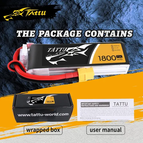 Vista 7 de Tattu LiPo Batería 1800mAh 75C 3S 11.1V con enchufe XT60 para helicóptero RC avión drones FPV