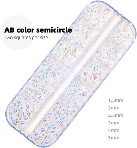 Vista 5 de Perlas planas para uñas, perlas blancas para arte de uñas, perlas de uñas de color AB para arte de uñas, perlas de joyería para uñas, con bolígrafo