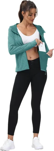 Vista 57 de TBMPOY Chaquetas con capucha y protección solar UPF 50+ para mujer, ligeras, de manga larga, para senderismo, exteriores, con cremallera completa