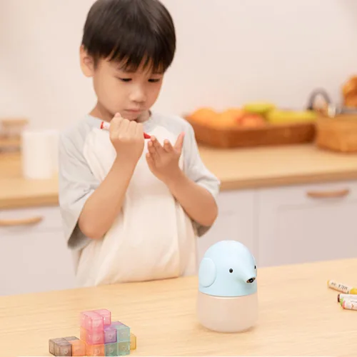 Vista 7 de Dispensador Automático de Jabón para Niños - Lindo Elefante Azul Dispensador de Jabón de Manos Espumoso sin Contacto, Impermeable y Recargable por