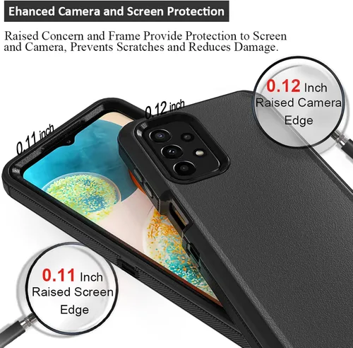 Vista 3 de Funda resistente para Samsung Galaxy A23 5G 4G, con clip para cinturón y soporte, resistente a prueba de golpes, funda protectora de cuerpo Negro