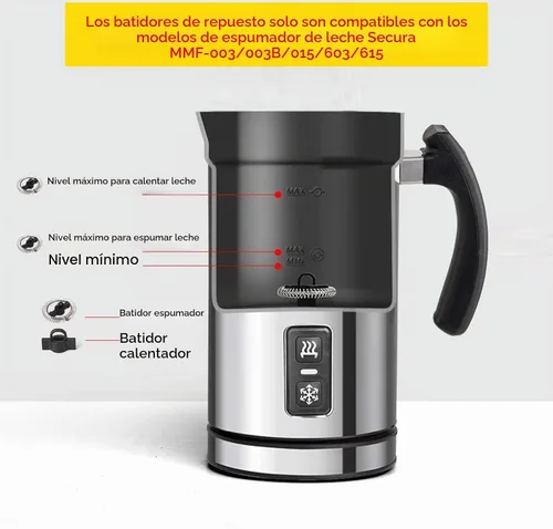 Vista 8 de Secura - Juego de batidor eléctrico para leche y calentador