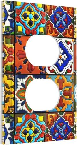 Vista 131 de Azulejos Negros Texturas Modernas Retro Marruecos 1 Gang Cubierta de Interruptor de Luz Sin Dispositivo Placa de Pared en Blanco Decorativa Placa