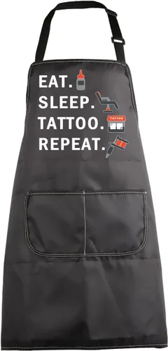 Vista 10 de Delantal de tatuaje, regalo para artista, divertido, comer, dormir, tatuaje, repetición, tatuaje, regalo de tatuaje para amantes del tatuaje, regalo